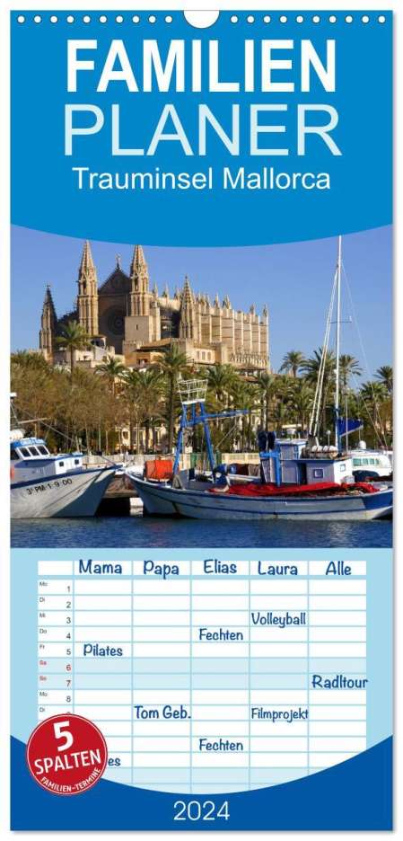 Lothar Reupert: Familienplaner 2024 - Trauminsel Mallorca mit 5 Spalten (Wandkalender, 21 x 45 cm) CALVENDO, Kalender