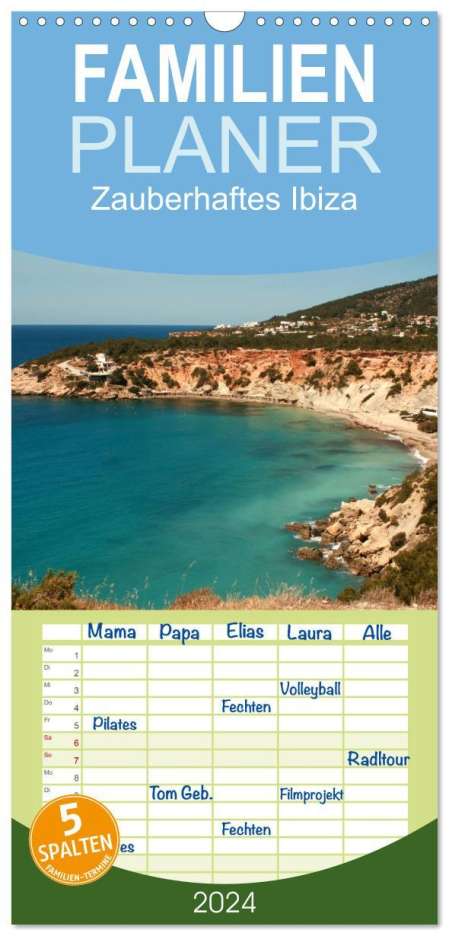 Antje Lindert-Rottke: Familienplaner 2024 - Zauberhaftes Ibiza mit 5 Spalten (Wandkalender, 21 x 45 cm) CALVENDO, Kalender