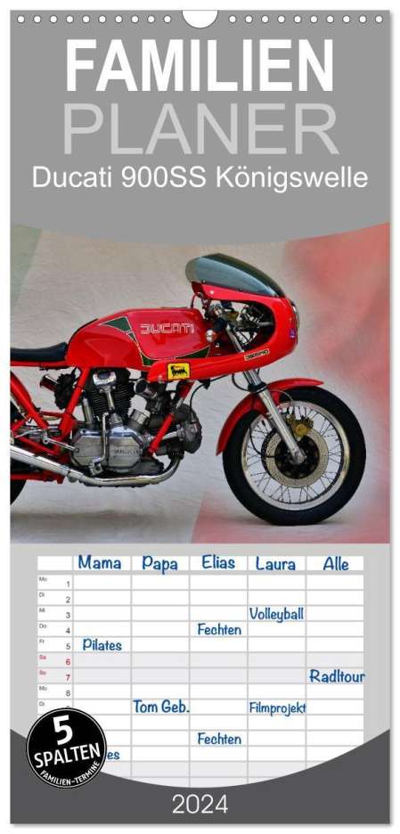 Ingo Laue: Familienplaner 2024 - Ducati 900SS Königswelle mit 5 Spalten (Wandkalender, 21 x 45 cm) CALVENDO, Kalender