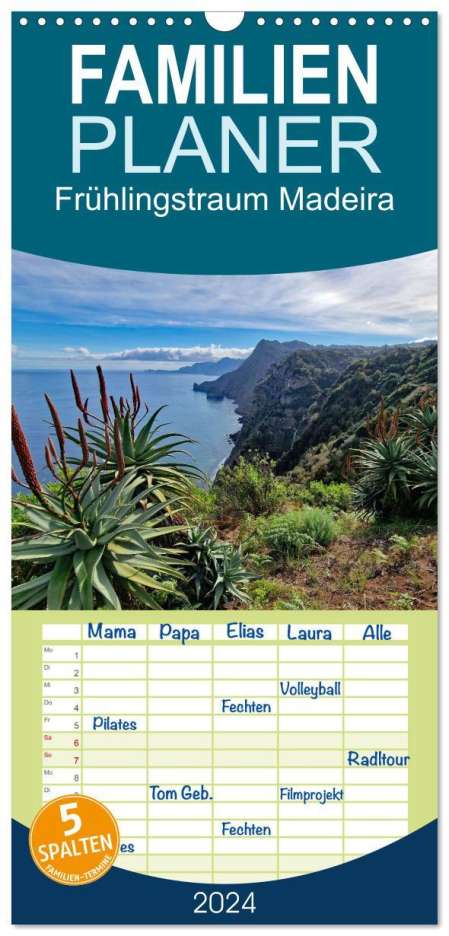 Claudia Kleemann: Familienplaner 2024 - Frühlingstraum Madeira mit 5 Spalten (Wandkalender, 21 x 45 cm) CALVENDO, Kalender