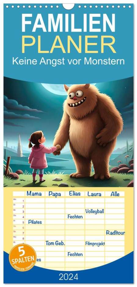 Ursula Di Chito: Familienplaner 2024 - Keine Angst vor Monstern mit 5 Spalten (Wandkalender, 21 x 45 cm) CALVENDO, Kalender