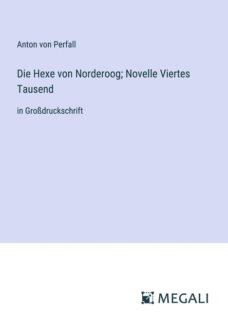 Anton von Perfall: Die Hexe von Norderoog; Novelle Viertes Tausend, Buch