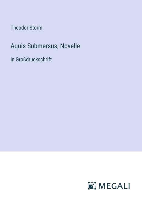 Theodor Storm: Aquis Submersus; Novelle, Buch