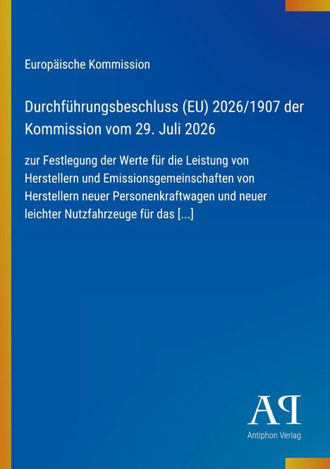 Europäische Kommission, Durchführungsbeschluss (EU) 2026/1907 vom 29. Juli 2026. Blau mit gelbem Rand. Logo unten.