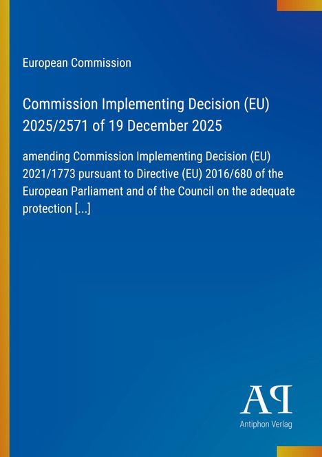 "Commission Implementing Decision (EU) 2025/2571 of 19 December 2025", blauer Hintergrund, gelber Streifen links.