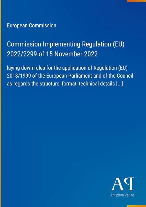 Text über EU-Verordnung von 2022, blaues Layout, unten rechts Logo "Antiphon Verlag".