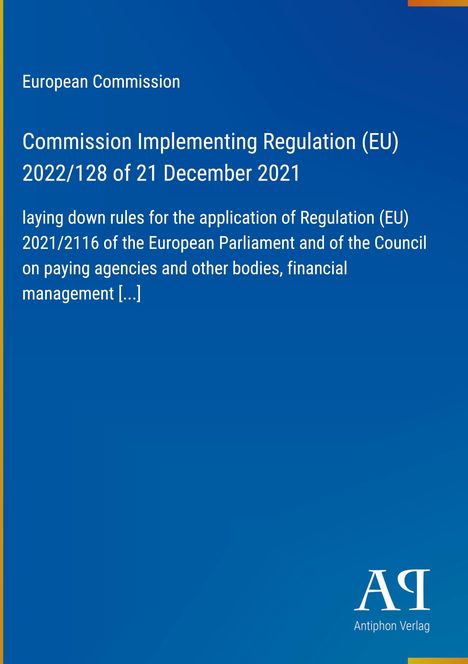 Text über EU-Verordnung von 2022, Datum 21. Dezember 2021. Logo von Antiphon Verlag auf blauem Hintergrund.