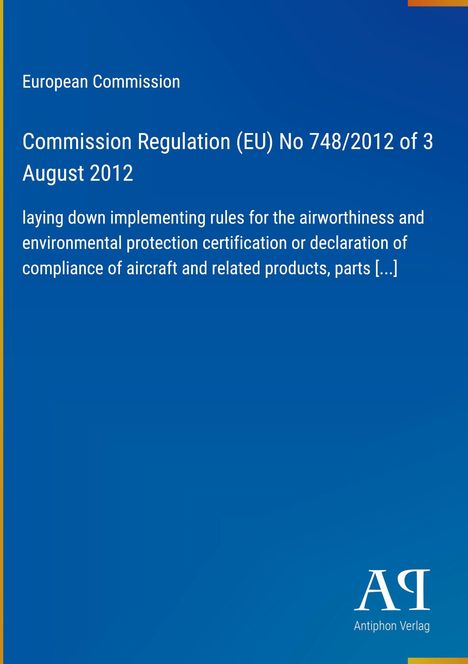 Text über EU-Verordnung zur Lufttüchtigkeit. Blaues Design, weißer Text. Unten rechts Verlag-Logo.