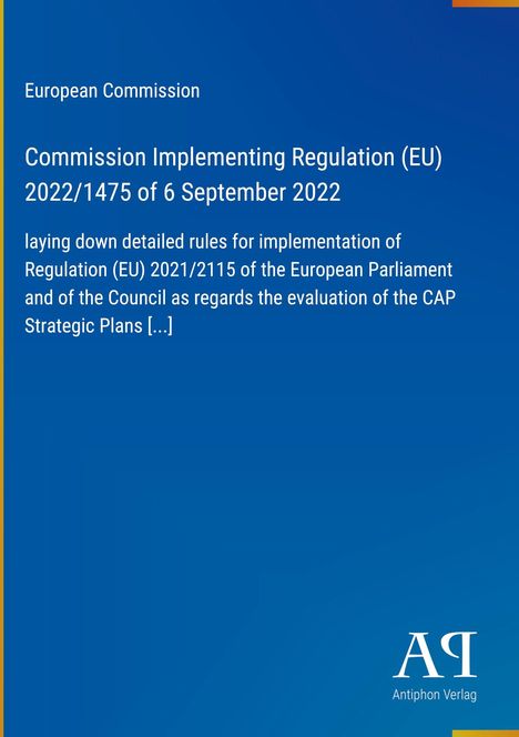 Text über EU-Verordnung vom 6. September 2022 auf blauem Hintergrund, Logo des Antiphon Verlags.