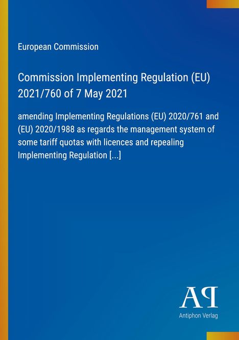 Der Text beschreibt eine EU-Verordnung. Unten rechts ist ein weißes Logo auf blauem Hintergrund.