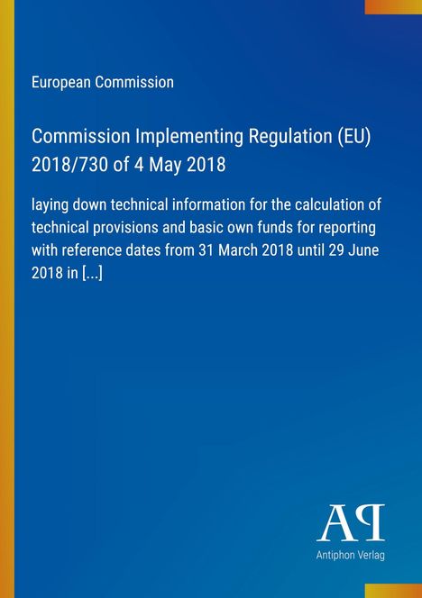 Text über EU-Verordnung von 2018. Blauer Hintergrund. Unten rechts ein Logo mit „Antiphon Verlag“.