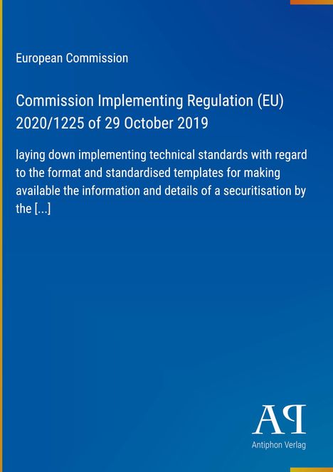 Text der Europäischen Kommission über technische Standards, dunkelblauer Hintergrund, Logo rechts unten.