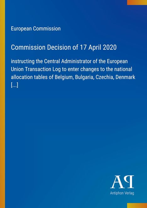 European Commission, Decision of 17 April 2020, EU transaction log changes, Belgium to Denmark. Blau mit gelben Akzenten.