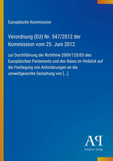 Text über EU-Verordnung auf blauem Hintergrund mit schmalem gelbem Streifen links und Verlagslogo unten rechts.