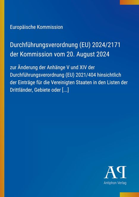 Durchführungsverordnung (EU) 2024/2171 der Kommission; blauer Hintergrund mit gelbem Streifen links.