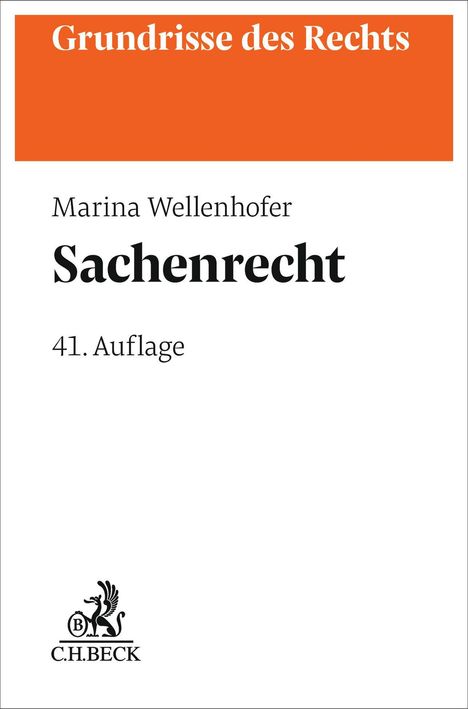 "Grundrisse des Rechts", "Marina Wellenhofer", "Sachenrecht", "41. Auflage". Darunter ein stilisiertes Logo mit einem Tier.