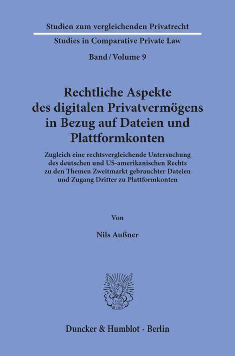 Nils Außner: Außner, N: Rechtliche Aspekte des digitalen Privatvermögens, Buch