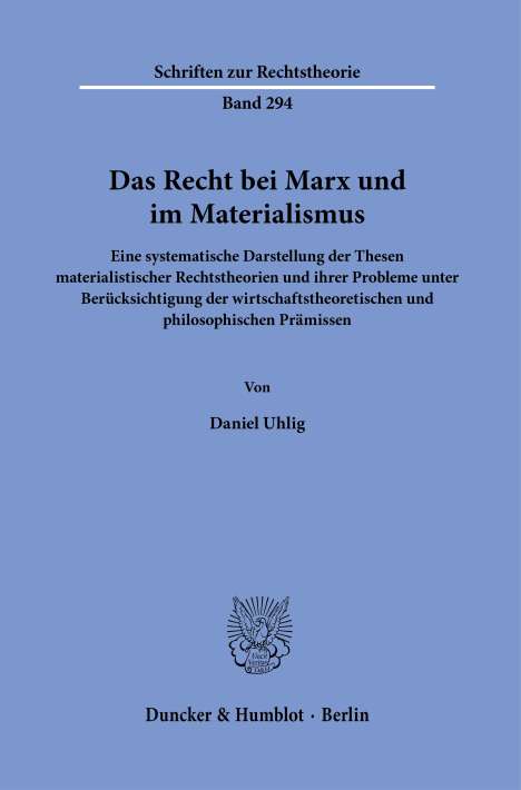 Daniel Uhlig: Uhlig, D: Recht bei Marx und im Materialismus., Buch