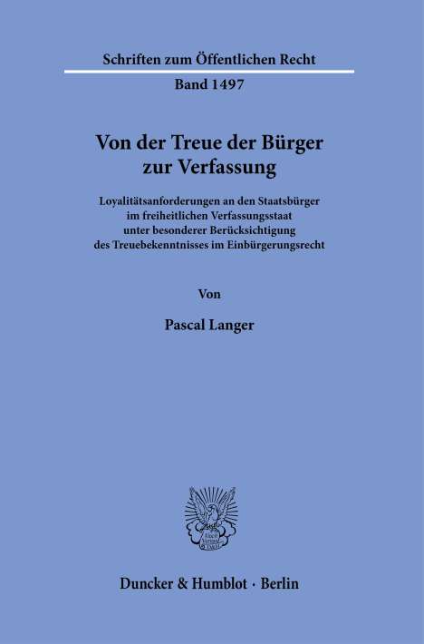 Pascal Langer: Von der Treue der Bürger zur Verfassung, Buch