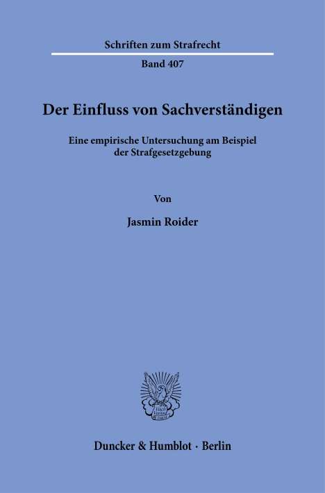 Jasmin Roider: Der Einfluss von Sachverständigen., Buch