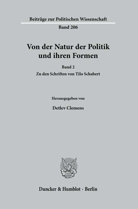 Von der Natur der Politik und ihren Formen., Buch