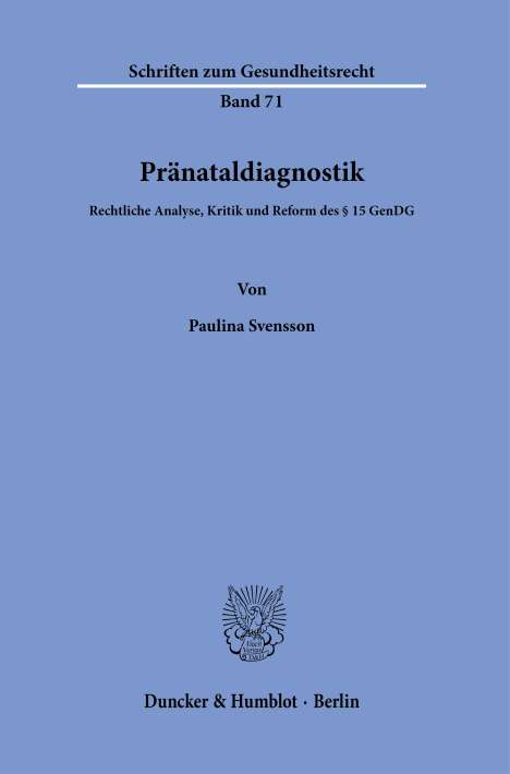 Paulina Svensson: Pränataldiagnostik., Buch