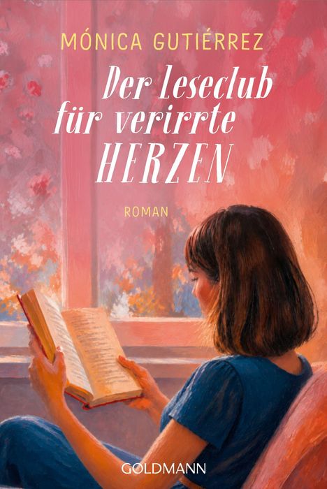„Der Leseclub für verirrte Herzen“ von Mónica Gutiérrez. Illustration: Frau liest am Fenster ein Buch.