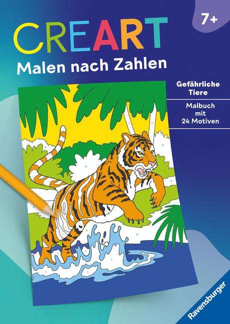 Ravensburger CreArt Malen nach Zahlen ab 7: Gefährliche Tiere, Malbuch, 24 Motive, Buch