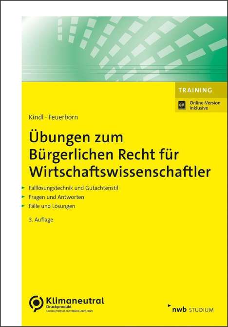 Johann Kindl: Übungen zum Bürgerlichen Recht für Wirtschaftswissenschaftler, 1 Buch und 1 Diverse