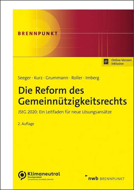 Andreas Seeger: Die Reform des Gemeinnützigkeitsrechts, 1 Buch und 1 Diverse