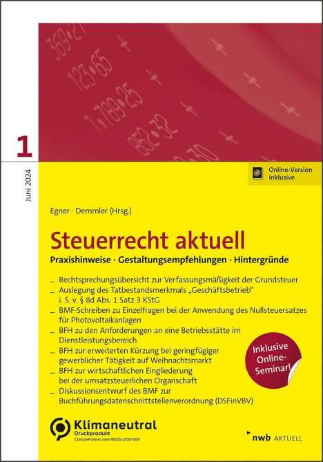 Christian Kappelmann: NWB Steuerrecht aktuell 1/2024, 1 Buch und 1 Diverse