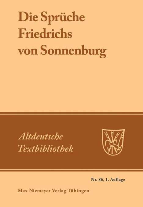 Die Sprüche Friedrichs von Sonnenburg, Buch