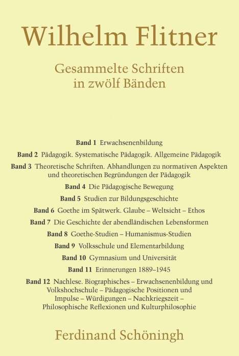 Wilhelm Flitner: Flitner, W: Gesammelte Schriften 1-12/12 Bde., Buch