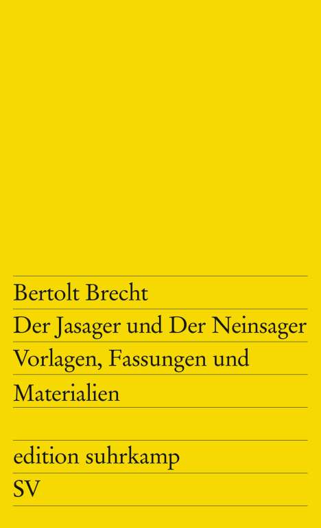 Bertolt Brecht: Der Jasager und Der Neinsager, Buch