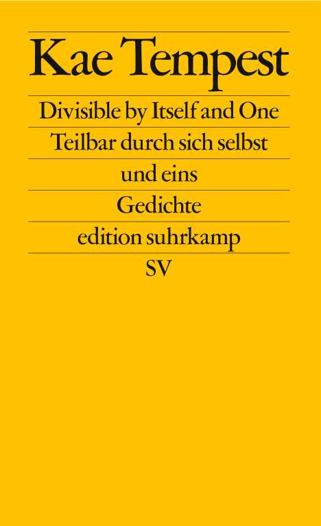 Kae Tempest: Divisible by Itself and One / Teilbar durch sich selbst und eins, Buch