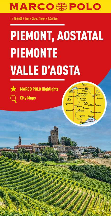 MARCO POLO Regionalkarte Italien 01 Piemont, Aostatal 1:200.000, Karten