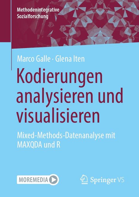 "Codierungen analysieren und visualisieren" auf blauem Hintergrund, geometrisches Muster oben, Logos unten.
