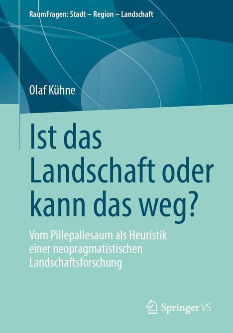 "RaumFragen: Stadt – Region – Landschaft“, Olaf Kühne, „Ist das Landschaft oder kann das weg?“, blauer, geometrischer Hintergrund.