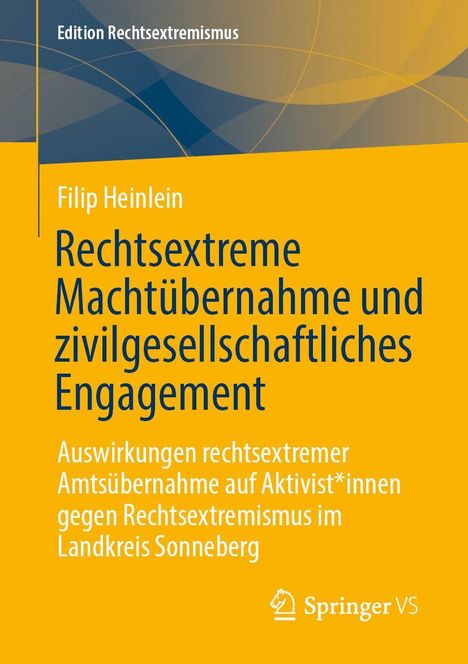 „Edition Rechtsextremismus: Rechtsextreme Machtübernahme und zivilgesellschaftliches Engagement“ von Filip Heinlein. Springer VS Logo.