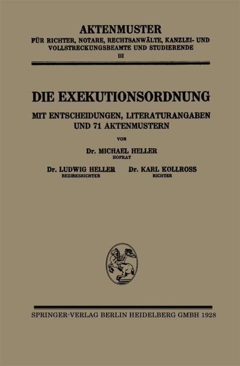 Michael Heller: Die Exekutionsordnung, Buch