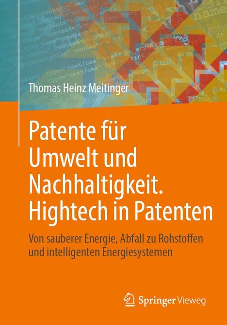 Text: "Patente für Umwelt und Nachhaltigkeit. Hightech in Patenten." Illustration mit bunten geometrischen Formen.