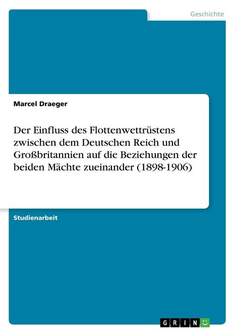 Marcel Draeger: Draeger, M: Einfluss des Flottenwettrüstens zwischen dem Deu, Buch