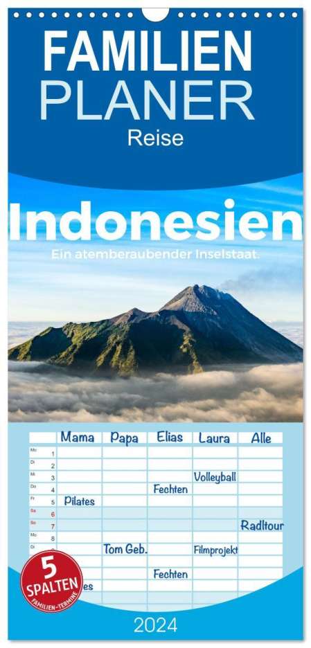 M. Scott: Familienplaner 2024 - Indonesien - Ein atemberaubender Inselstaat. mit 5 Spalten (Wandkalender, 21 x 45 cm) CALVENDO, Kalender