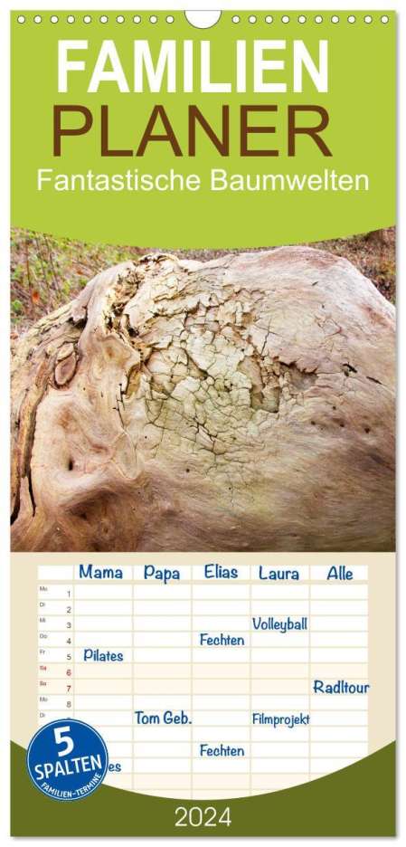 Gisela Kruse: Familienplaner 2024 - Fantastische Baumwelten mit 5 Spalten (Wandkalender, 21 x 45 cm) CALVENDO, Kalender