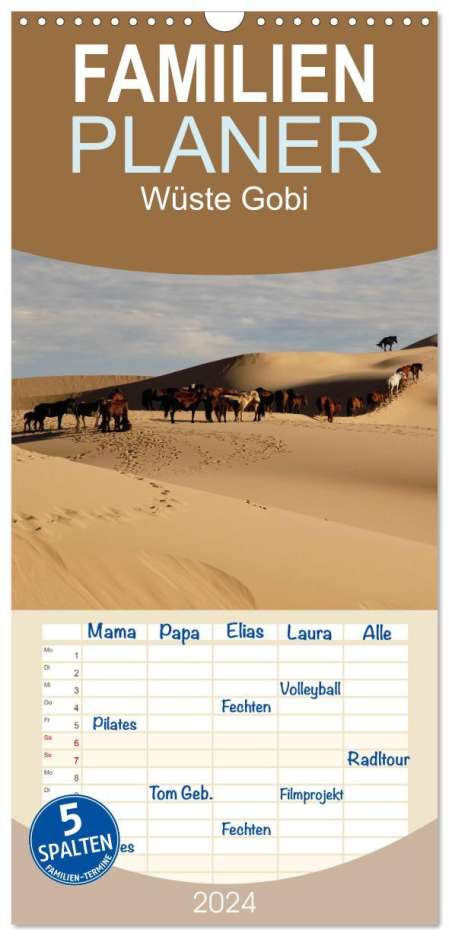 Eike Winter: Familienplaner 2024 - Wüste Gobi mit 5 Spalten (Wandkalender, 21 x 45 cm) CALVENDO, Kalender