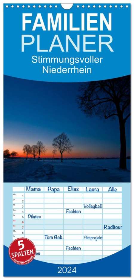 Helma Spona: Familienplaner 2024 - Stimmungsvoller Niederrhein mit 5 Spalten (Wandkalender, 21 x 45 cm) CALVENDO, Kalender