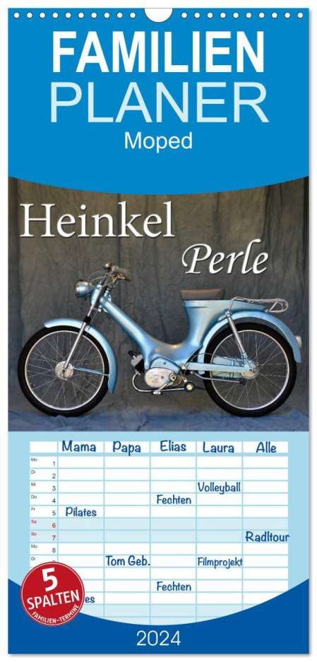 Ingo Laue: Familienplaner 2024 - Heinkel Perle mit 5 Spalten (Wandkalender, 21 x 45 cm) CALVENDO, Kalender