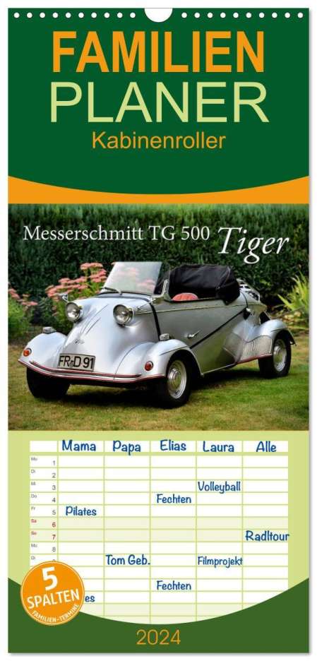 Ingo Laue: Familienplaner 2024 - Messerschmitt TG 500 Tiger mit 5 Spalten (Wandkalender, 21 x 45 cm) CALVENDO, Kalender
