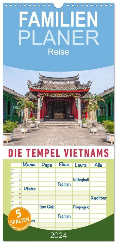 Martin Ristl: Familienplaner 2024 - Die Tempel Vietnams mit 5 Spalten (Wandkalender, 21 x 45 cm) CALVENDO, Kalender