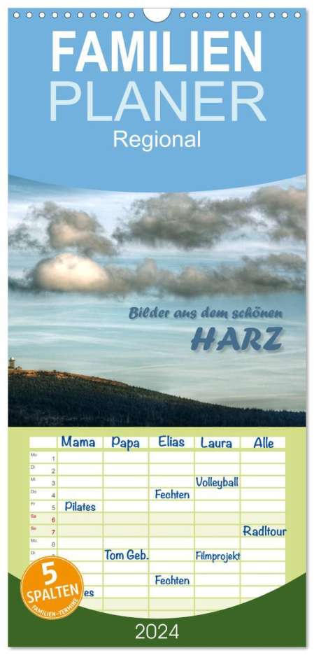 Michael Weiß: Familienplaner 2024 - Bilder aus dem schönen Harz mit 5 Spalten (Wandkalender, 21 x 45 cm) CALVENDO, Kalender